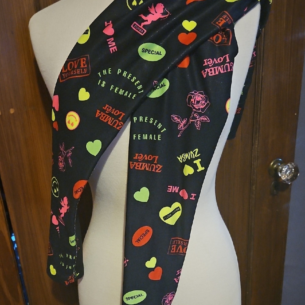 Zumba Fitness Black Multicolor Graphic Leggings